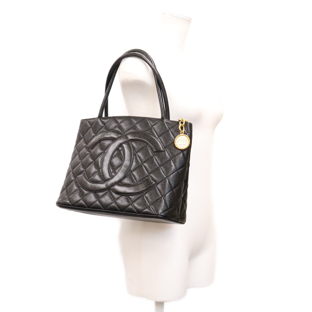 CHANEL シャネル 6番 A01804 黒 G金具 キャビア 復刻トートバッグ トートバッグ