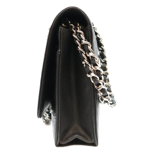 CHANEL シャネル A47421 黒 ラム SV金具 カメリア チェーンウォレット ショルダーバッグ