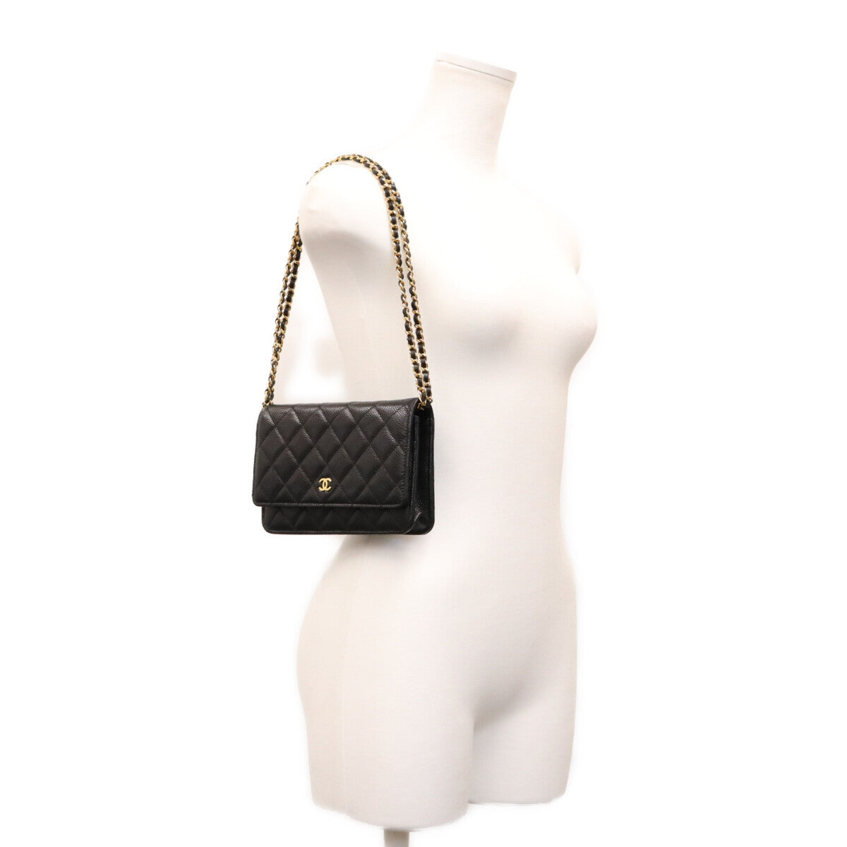 CHANEL シャネル AP0250 黒 タムレスクラシック キャビア G金具 チェーンウォレット ショルダーバッグ