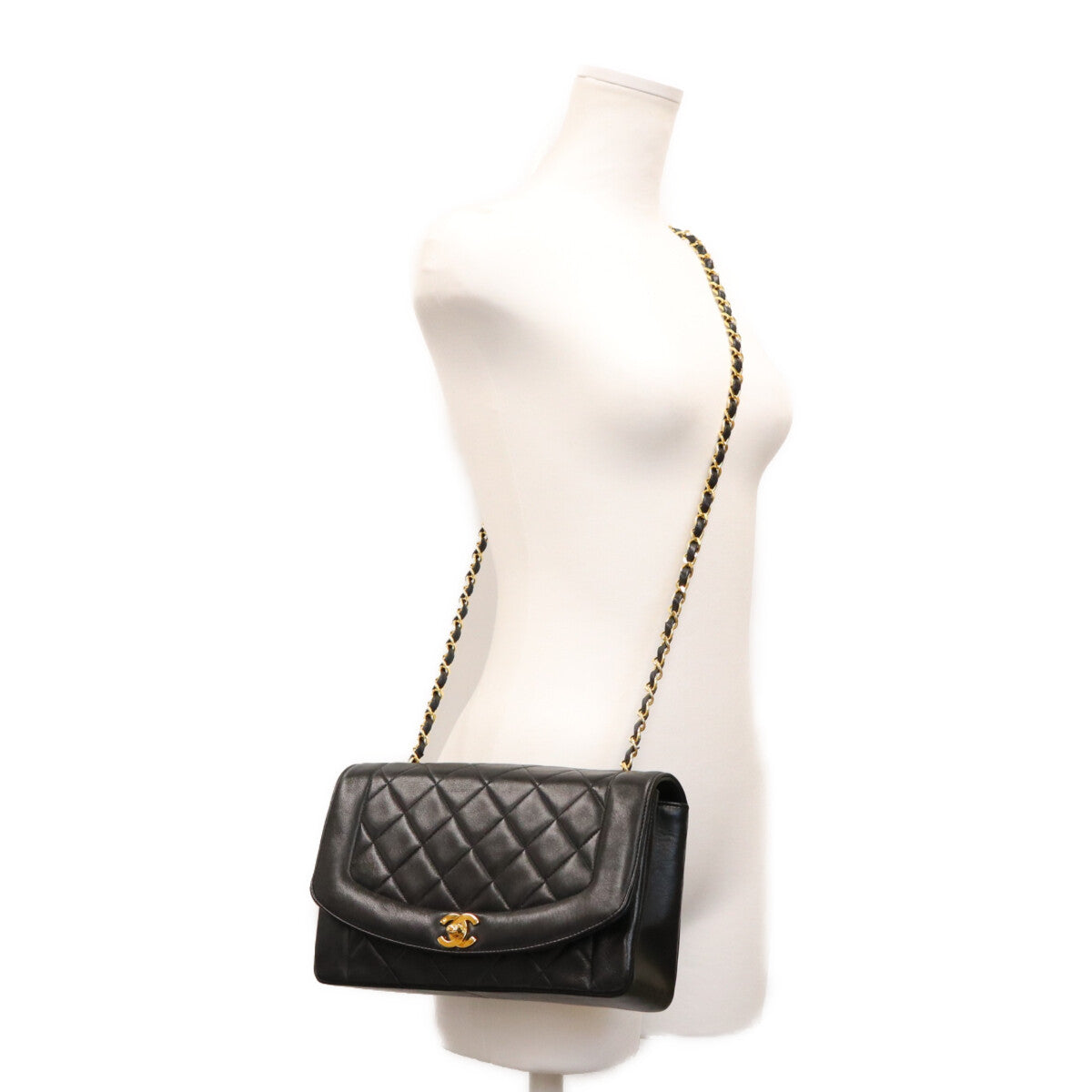 CHANEL シャネル 1番 A01165 黒 ラム ゴールド金具 ダイアナ25 ショルダーバッグ ショルダーバッグ