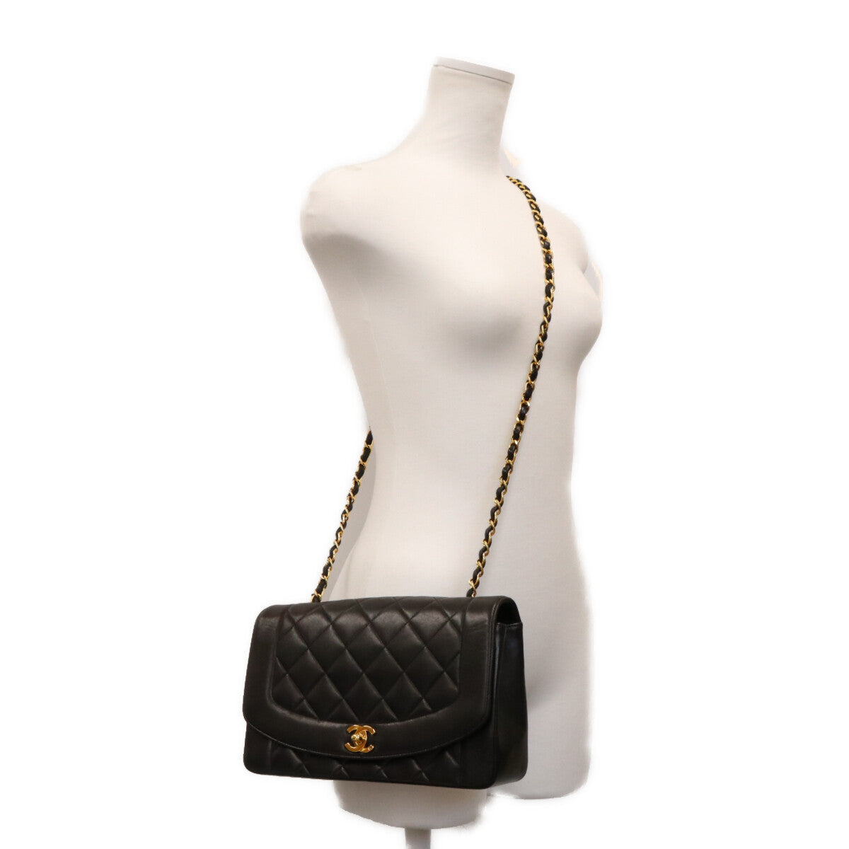 CHANEL シャネル 3番 A01165 黒 ラム ゴールド金具 ダイアナ25 ショルダーバッグ ショルダーバッグ
