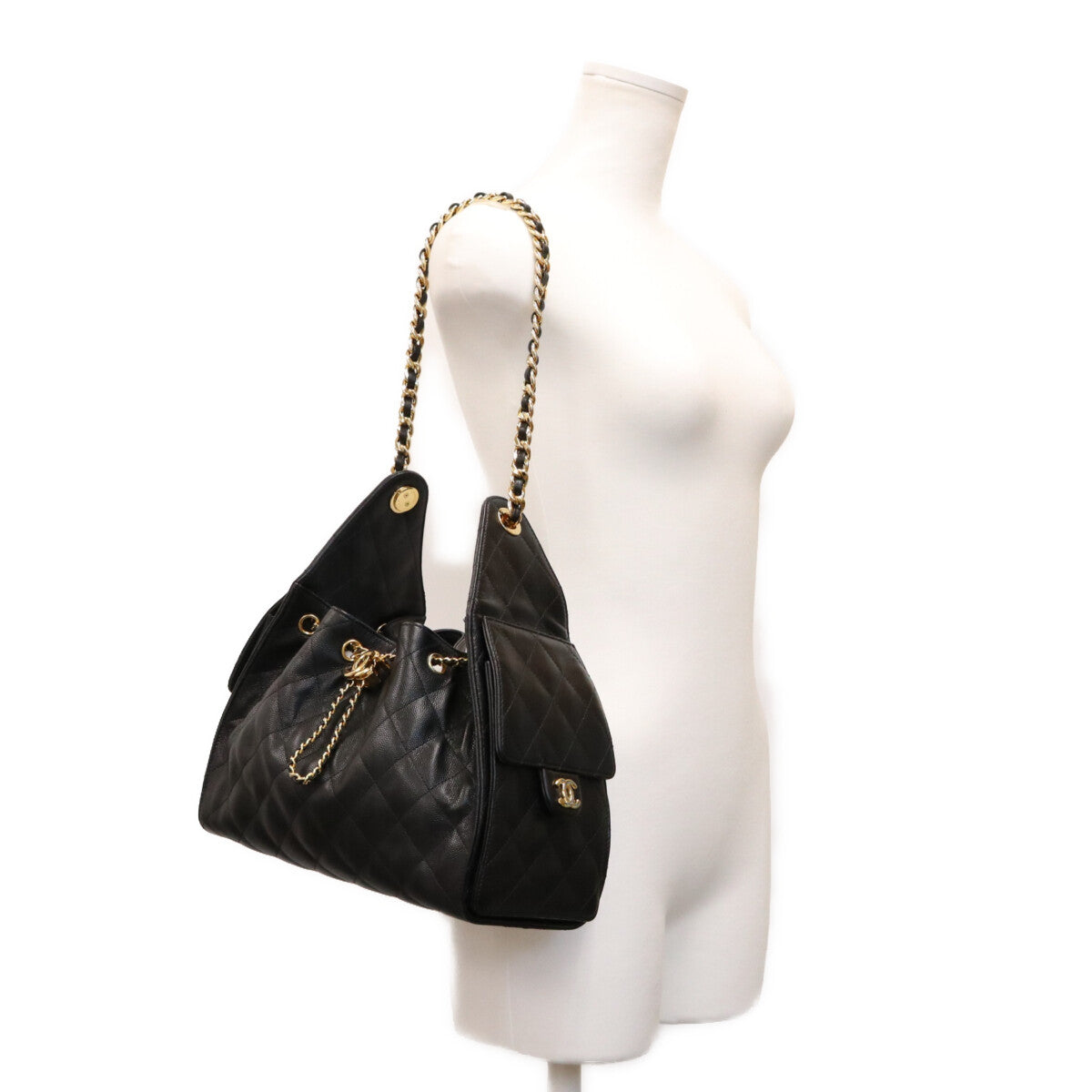 CHANEL シャネル AS5293 シャネル25 キャビアスキン 黒 スモールハンドバック ショルダーバッグ
