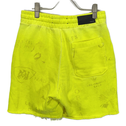 AMIRI Yellow Logo Plate Shorts Bottoms