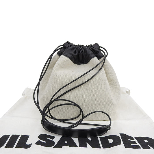 JIL SANDER DUMPLING Canvas Leather Reversible Bag Shoulder Bag Women's Ivory x Black j07wg0027 Shoulder Bag