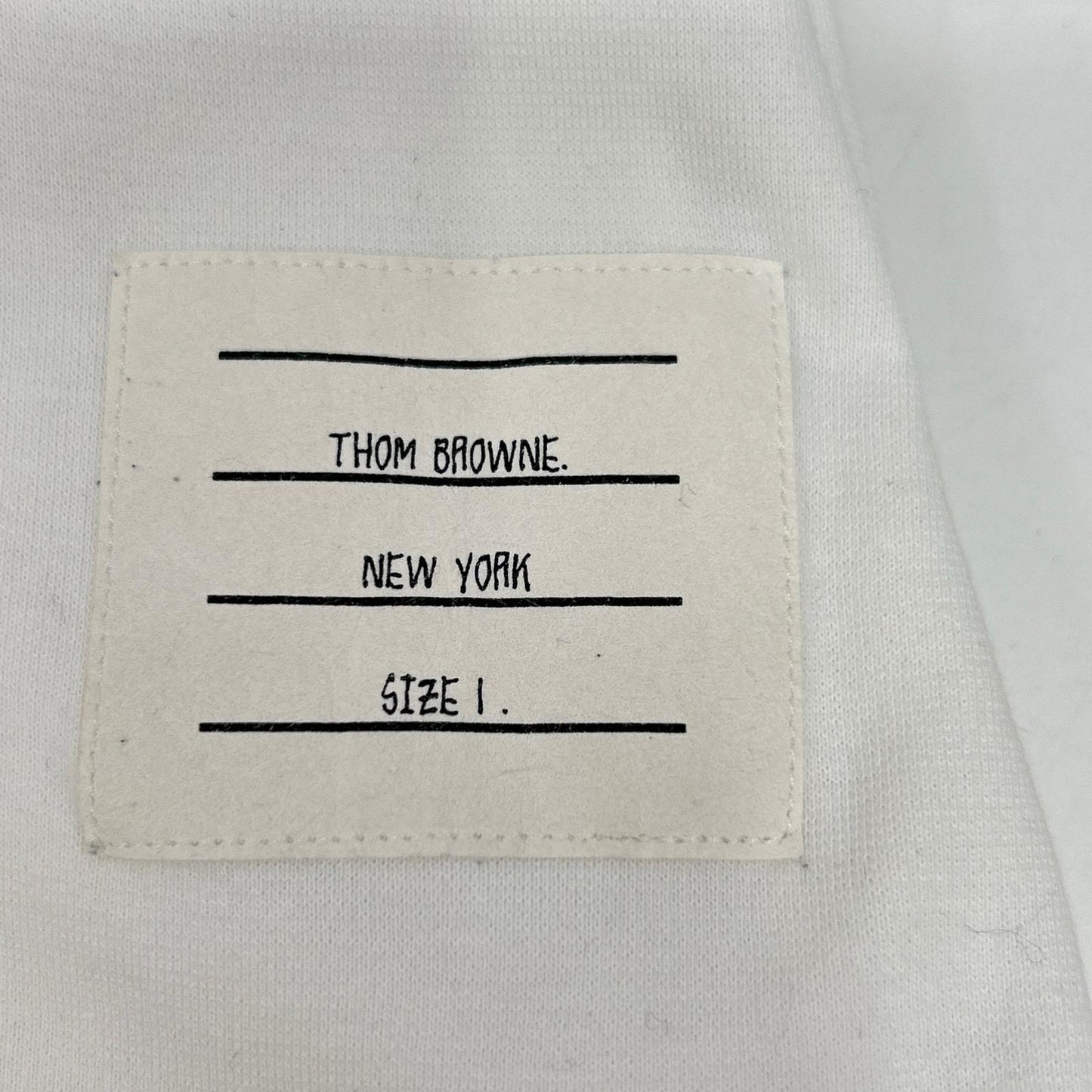 THOM BROWNE White Short Sleeve Cut and Sew Tricolor Top