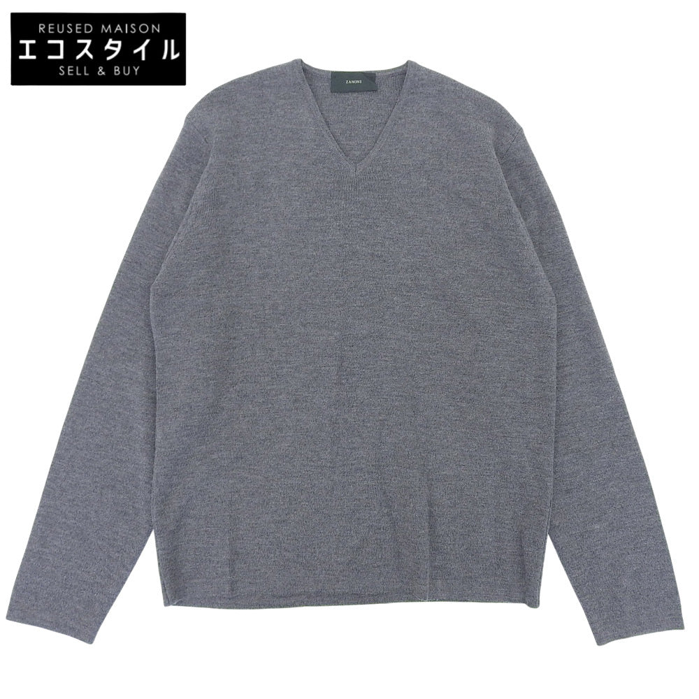 ZANONE ザノーネ 美品 ウール Vネック ニット トップス メンズ グレー 46 46 ZANONE ザノーネ 美品 ウール Vネック ニット トップス メンズ グレー
