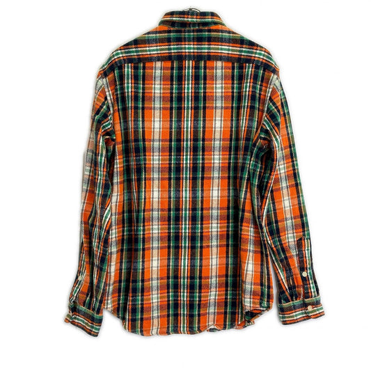 POLO RALPH LAUREN orange heavyweight flannel checked long-sleeve shirt, top