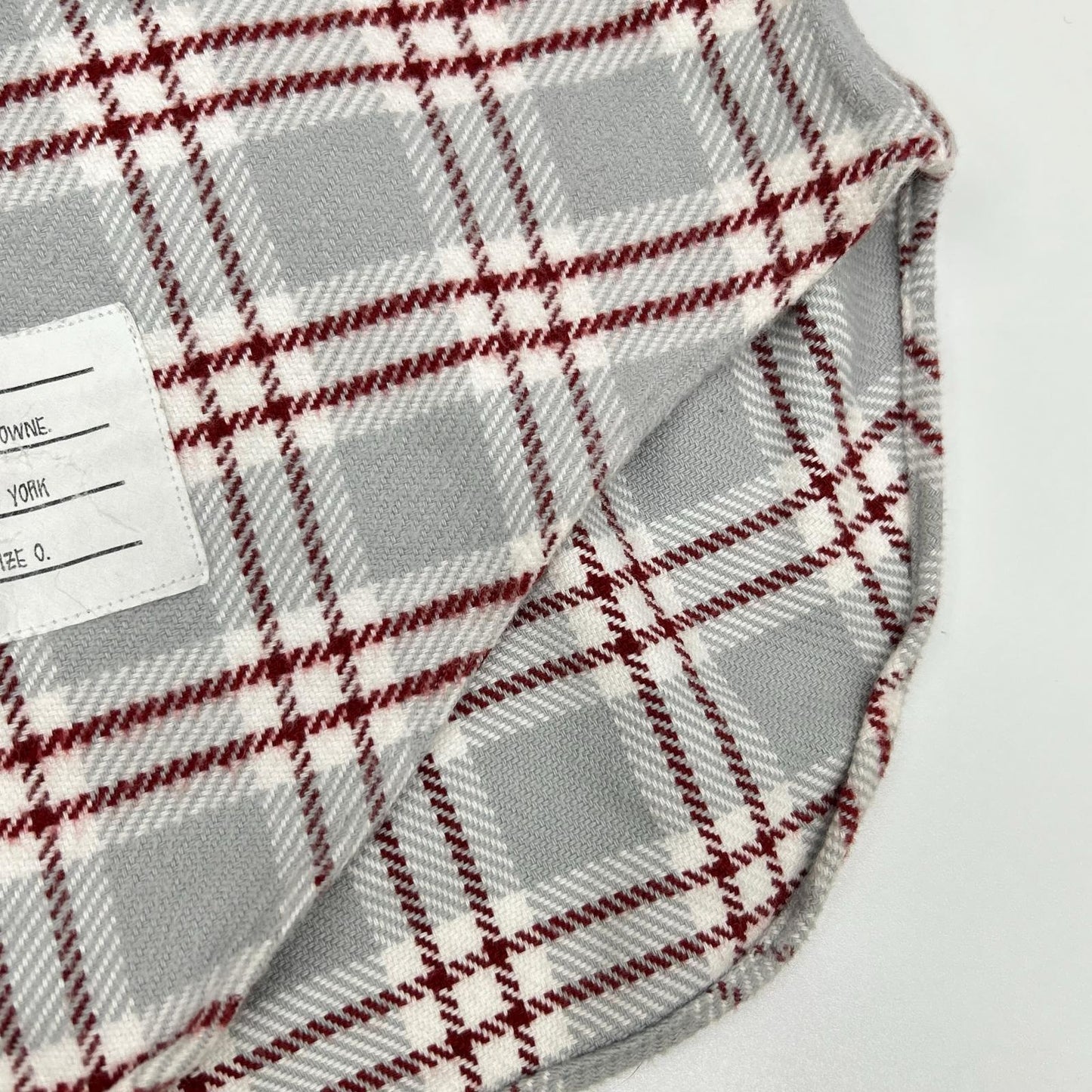 THOM BROWNE トムブラウン レッド グレー 長袖 コットンネルシャツ トップス