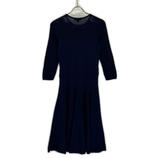 LAUREN RALPH LAUREN ローレン ラルフローレン ネイビー レーヨン メッシュワンピース ワンピース
