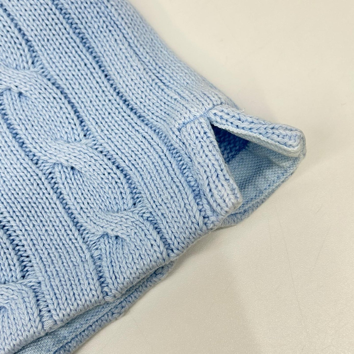 POLObyRalphLauren ポロラルフローレン ブルー ニット切替 ノースリーブポロシャツ トップス