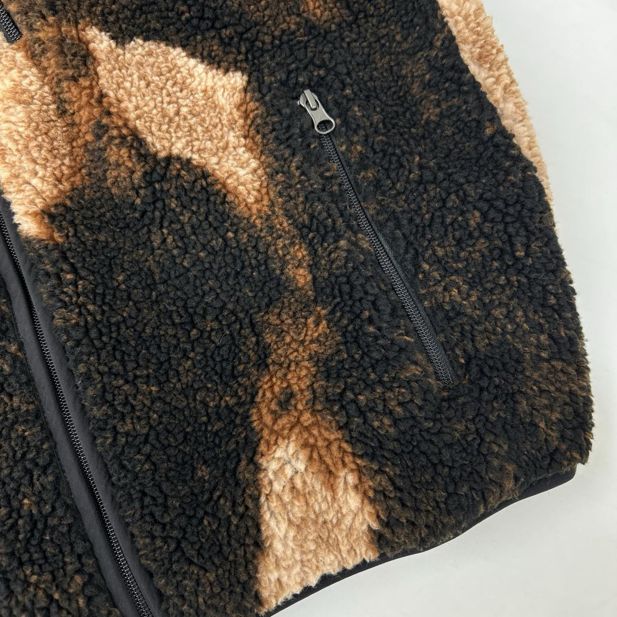 THE NORTH FACE ノースフェイス ×SUPREME Bleached Denim Print フリースジャケット Sブラック×ブラウンNA52100I ジャケット