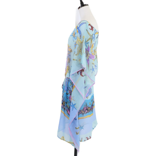 Versace 【Mint Condition】Underwater Barocco 100% Silk Chiffon Dress
