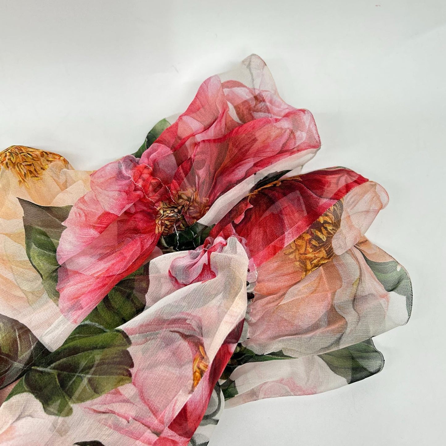 DOLCE&GABBANA F5N69T/IS1E4 Silk Chiffon Floral Print Ribbon Tie Blouse