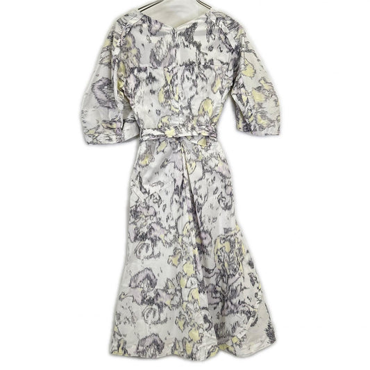 3.1 Phillip lim スリーワンフィリップリム E203-9056ABP White Multi Printed V Neck Flare Midi Dress ワンピース