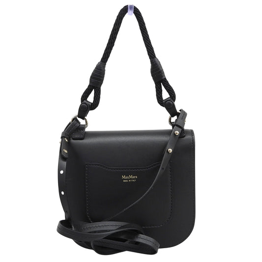 Max Mara マックスマーラ 美品 レザー M 2WAY ショルダー ポーチバッグ ハンドバッグ レディース ブラック ハンドバッグ