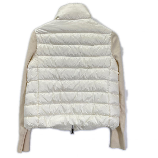 MONCLER 2021 white nylon and wool contrast-panel cardigan jacket
