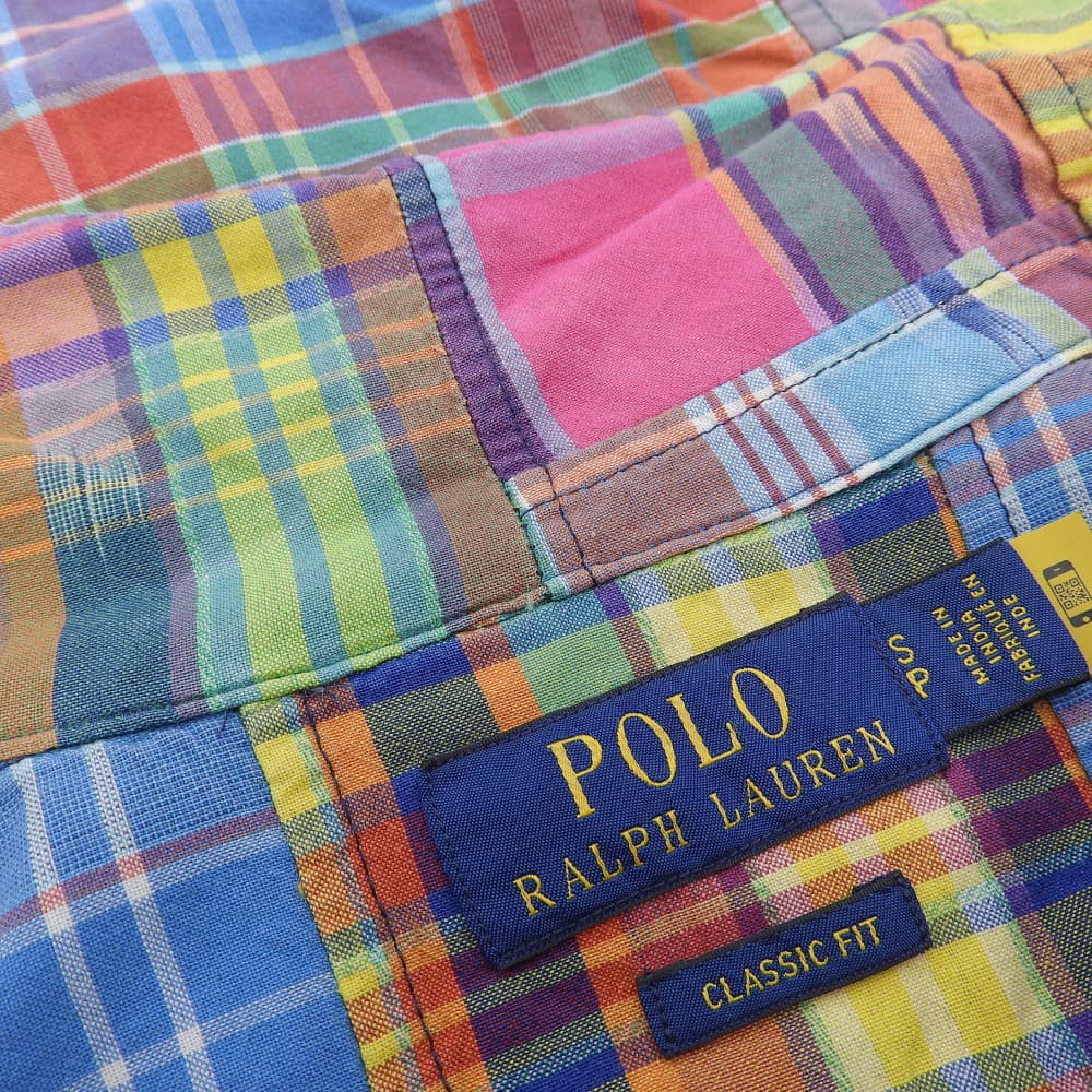 POLO RALPH LAUREN ポロ ラルフローレン コットン パッチワーク オープンカラーシャツ 長袖 トップス メンズ マルチカラー S トップス S
