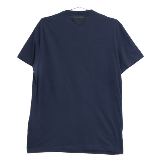 PRADA UMJ492 Navy Triangle Logo Crewneck T-Shirt Top