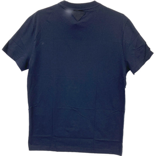 PRADA UJM492 Triangle Logo Navy Crew Neck T-Shirt Top