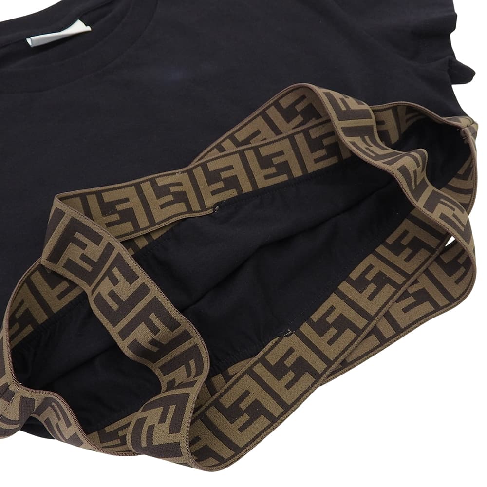 FENDI フェンディ 美品 ズッカ柄 クロップドトップス レディース キッズ ブラック×ベージュ 12+ JFI227 7AJ トップス 12+