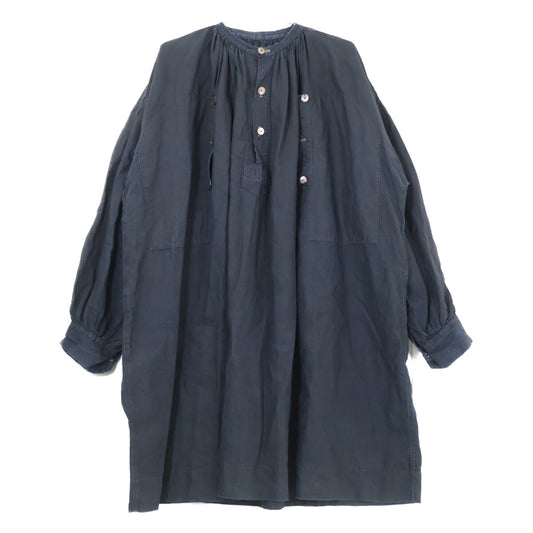 VINTAGE ヴィンテージ ANTIQUE FRENCH WORK INDIGO LINEN BIAUDE ワークシャツ トップス