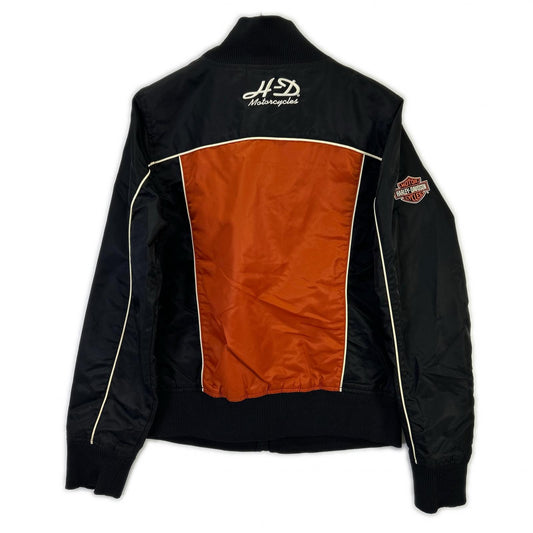 HARLEY DAVIDSON black × orange nylon motorcycle jacket jacket