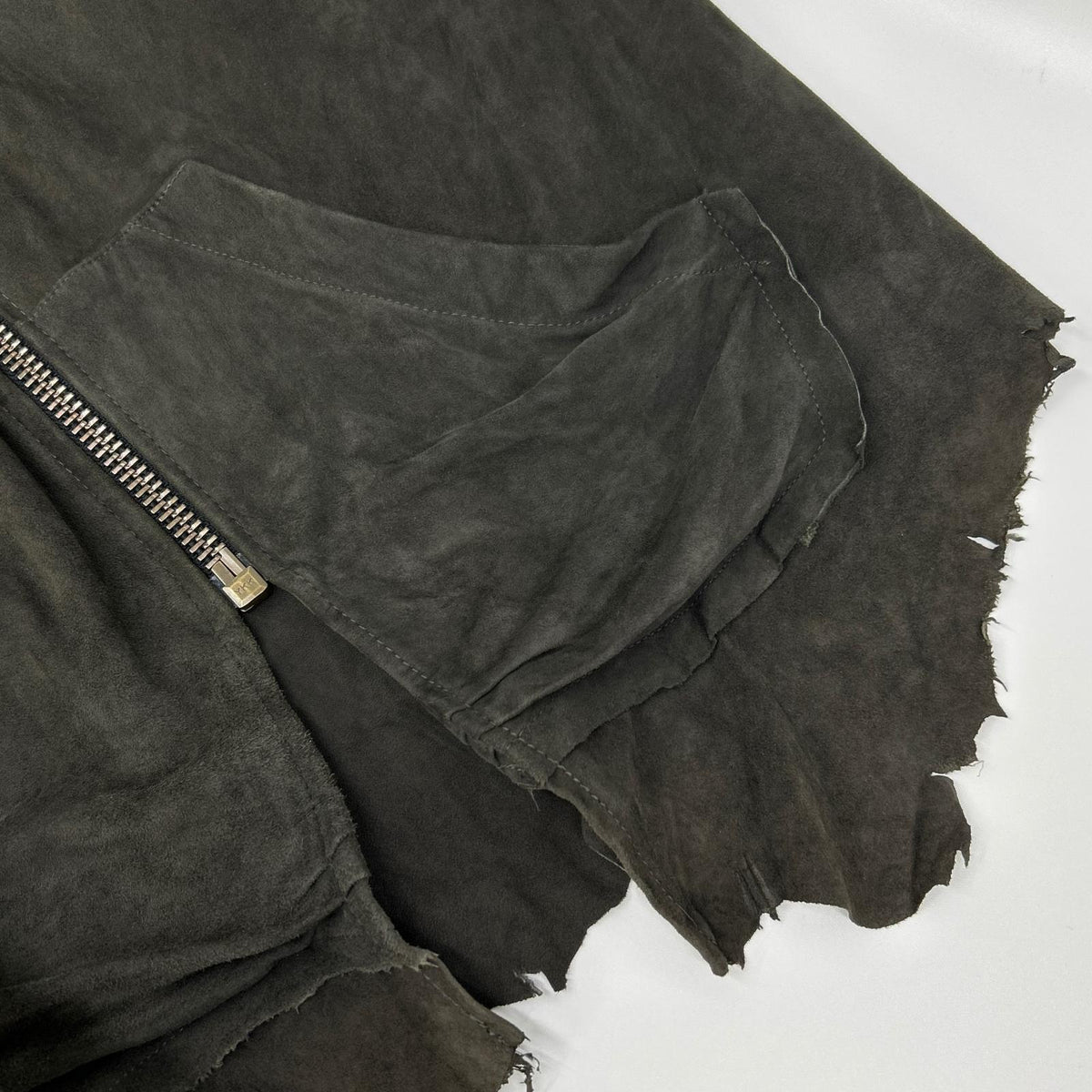 GREG LAUREN charcoal suede COAL hooded sweatshirt Tops