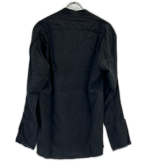 GREG LAUREN グレッグローレン ブラック カットオフ リネン シャツ トップス