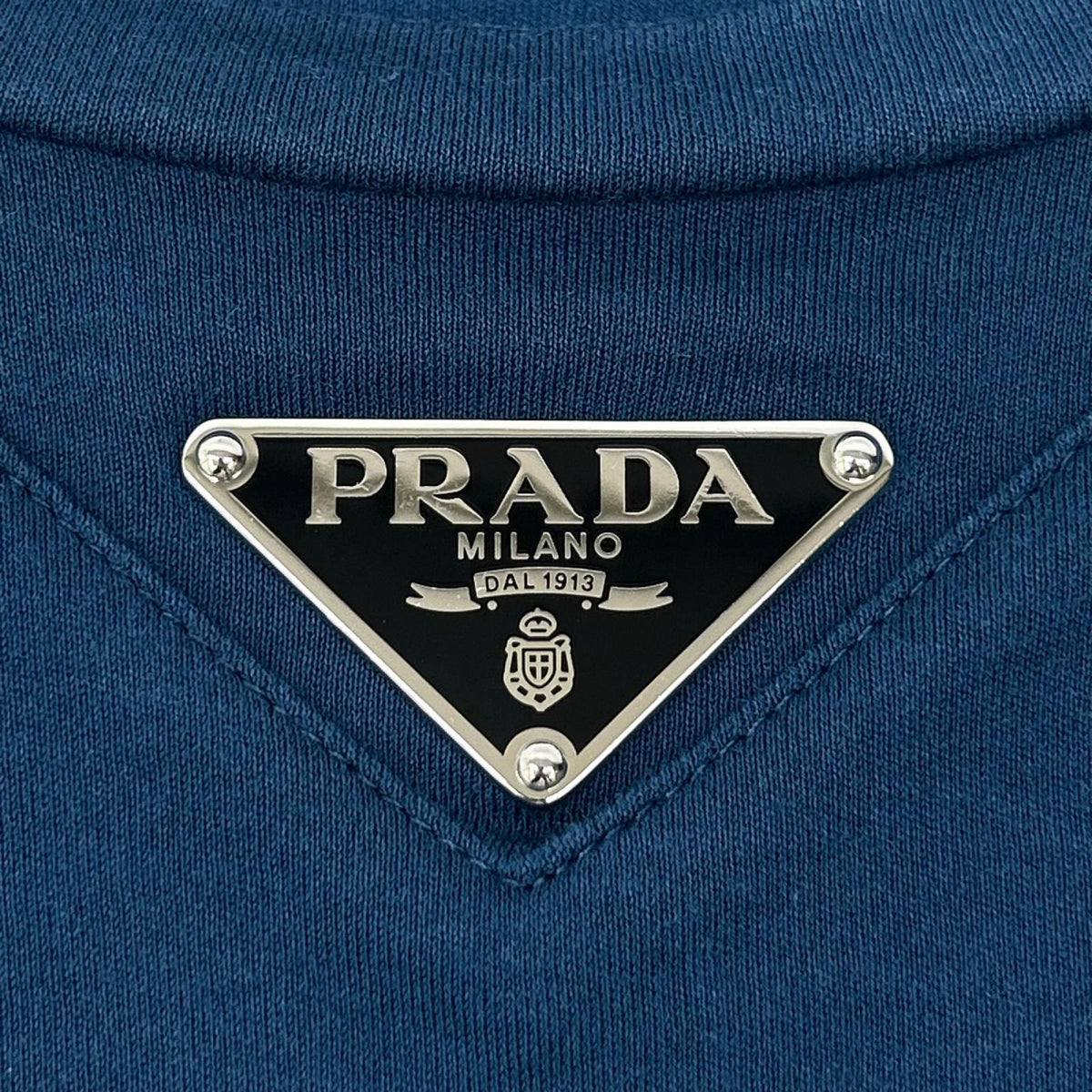 PRADA プラダ 24年製 UJN861 S232 240 ブルー トライアングルロゴ コットン 半袖Tシャツ トップス