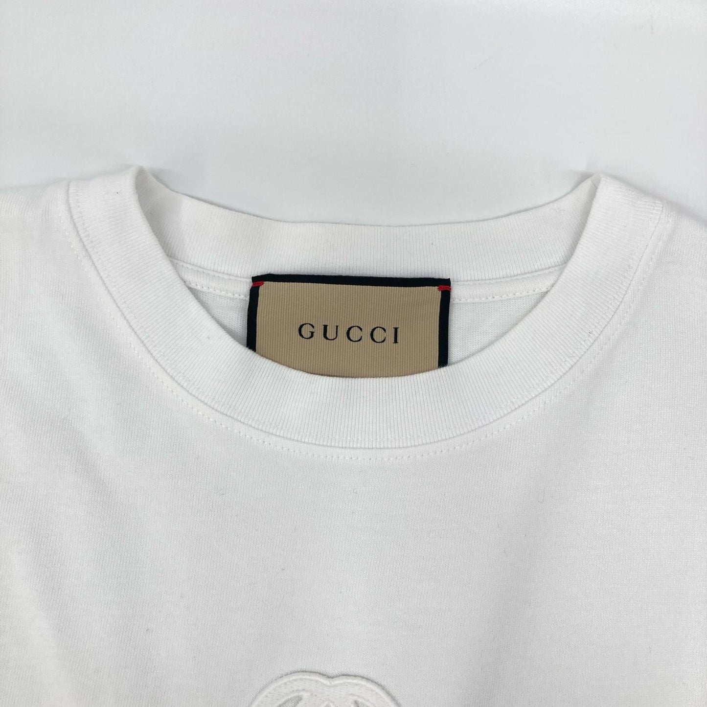 GUCCI グッチ 774580 ホワイト ロゴ刺繍 コットン Tシャツ トップス