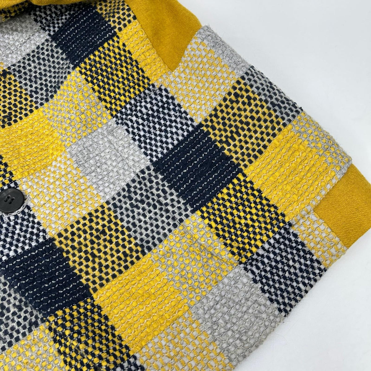ISSEY MIYAKE MEN イッセイミヤケメン イエロー×ブルー ME73FD091 刺し子 チェック 2Bテーラードジャケット ジャケット