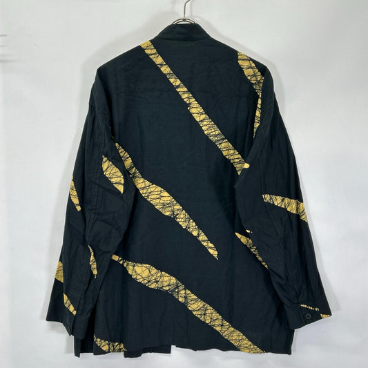ISSEY MIYAKE MEN イッセイミヤケメン 19AW ブラック×イエロー ME93FJ042 ロウケツ染め バンドカラーシャツ トップス