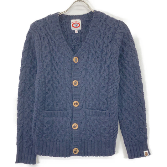 A BATHING APE BAPE 001KN9802007 海军蓝 麻花编织 木扣 开衫 上衣