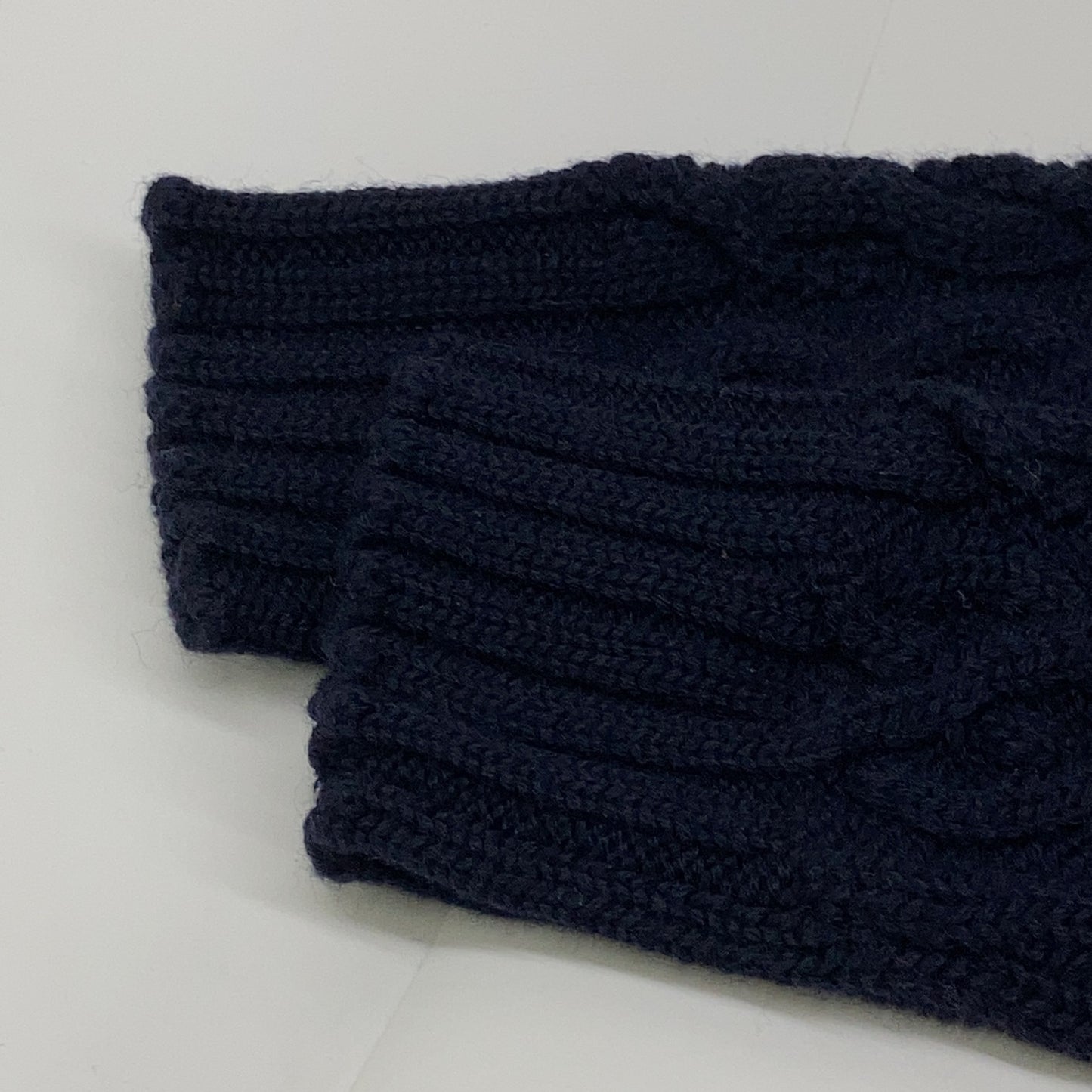 001KN9802007 Navy Cable Knit Wood Button Cardigan Tops Men's