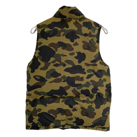 A BATHING APE アベイシングエイプ ブラック×オリーブドラブカラー エイプカモ リバーシブル ダウンベスト ベスト