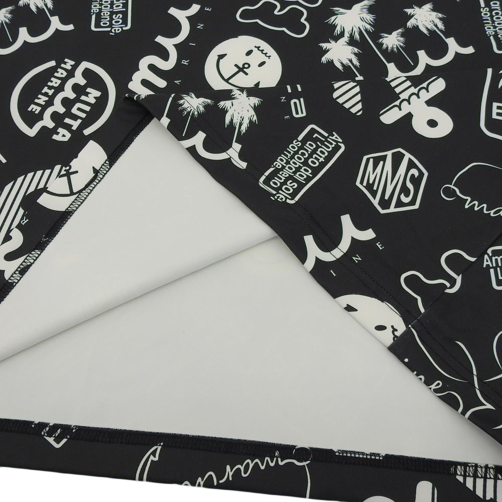 MUTA MARINE ムータマリーン 美品 総柄 ランダムロゴ ポロシャツ トップス メンズ ブラック ホワイト 6 446186 トップス 6