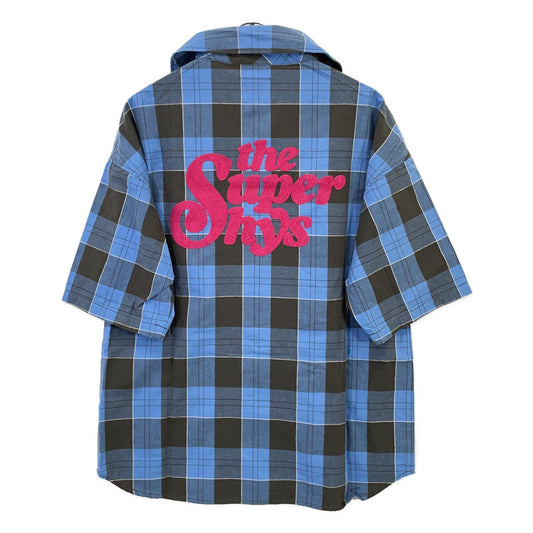 【SALE】 HYSTERIC GLAMOUR ヒステリックグラマー 01211AH05 ブルー SUPER HYS刺繍 オーバーサイズシャツ トップス