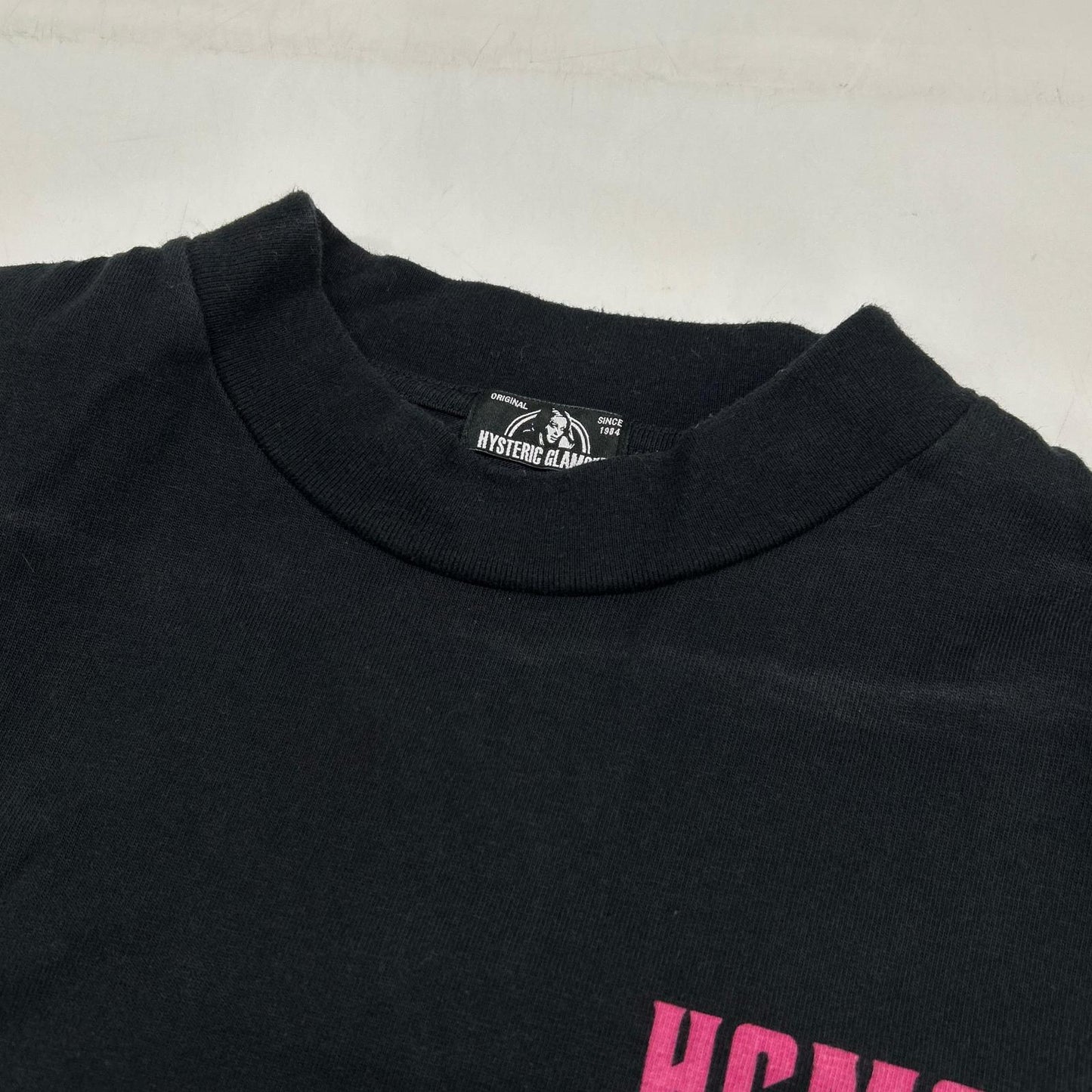 HYSTERIC GLAMOUR ヒステリックグラマー 0153CL08 ブラック×ピンク ヒステリックガール ロングTシャツ トップス