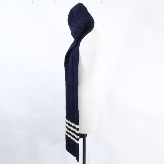THOM BROWNE トムブラウン フード付 ウール ケーブルニット マフラー