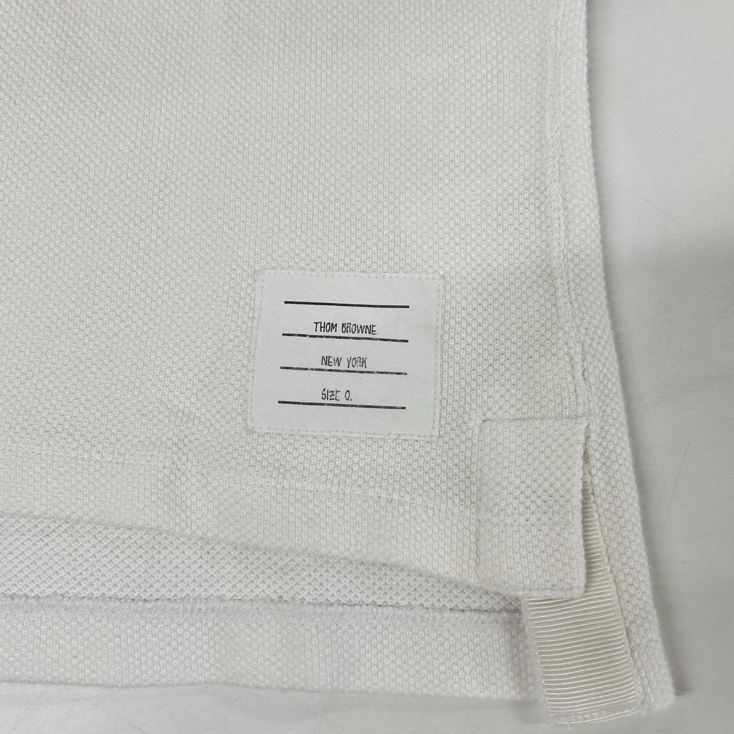 THOM BROWNE トムブラウン 国内正規 MJP009AK6940 ホワイト ヘビーコットン ポロシャツ トップス