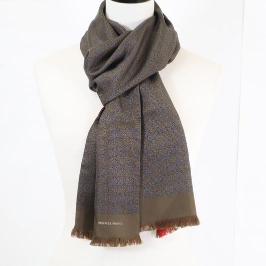 HERMES エルメス 【美品】総柄 シルクxウール ストール ストール