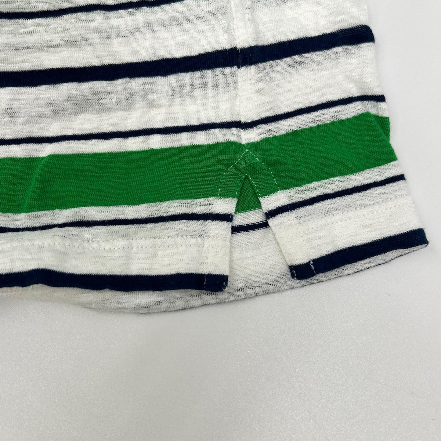HERMES エルメス 18SS グリーン×ネイビー リネン混 ボーダーTシャツ トップス