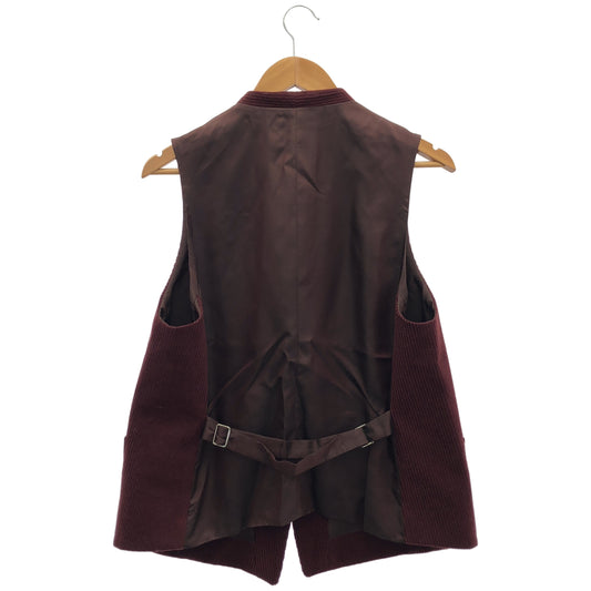 pelleq ペレック JK0404-AW22 ボルドー ウールコーデュロイカラーレスコートベスト トップス