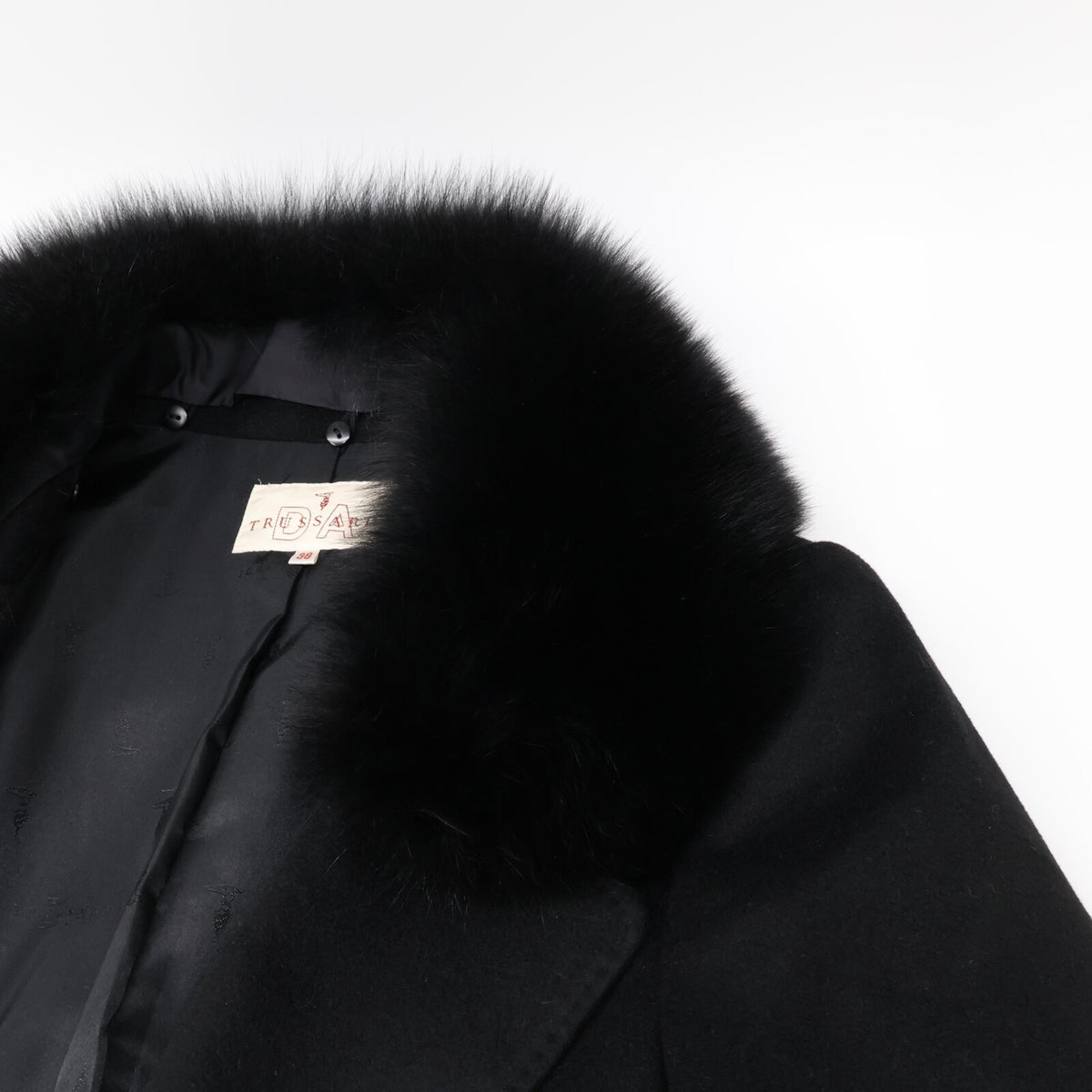 TRUSSARDI トラサルディ フォックスファーカラー/ベルト付 カシミヤ ロング コート