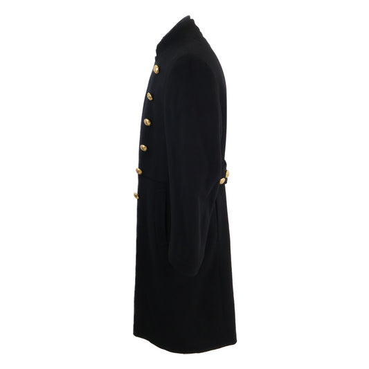 GUCCI Domestic Authentic Black Cashmere-Wool Gold-Button Double-Breasted Coat Coat