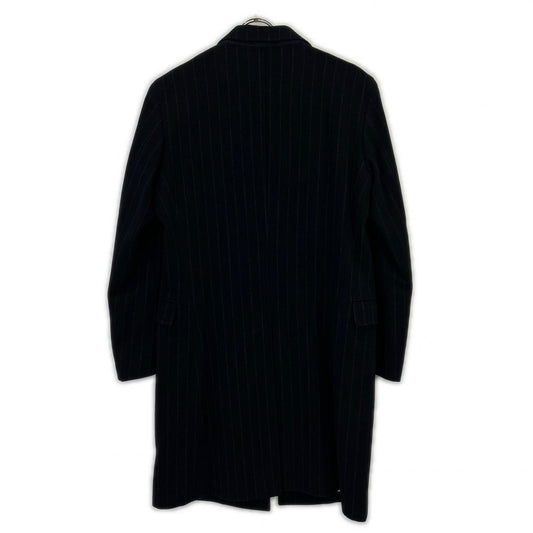 BURBERRY BLACK LABEL Black BMC78-505-29 Wool Stripe Chesterfield Coat Coat M Men's
