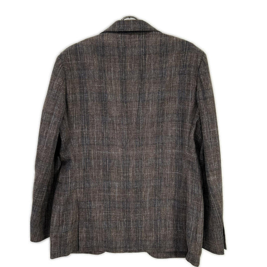 LARDINI JR0526AQ Brown Wool-Linen-Cotton Check Tailored Jacket Jacket