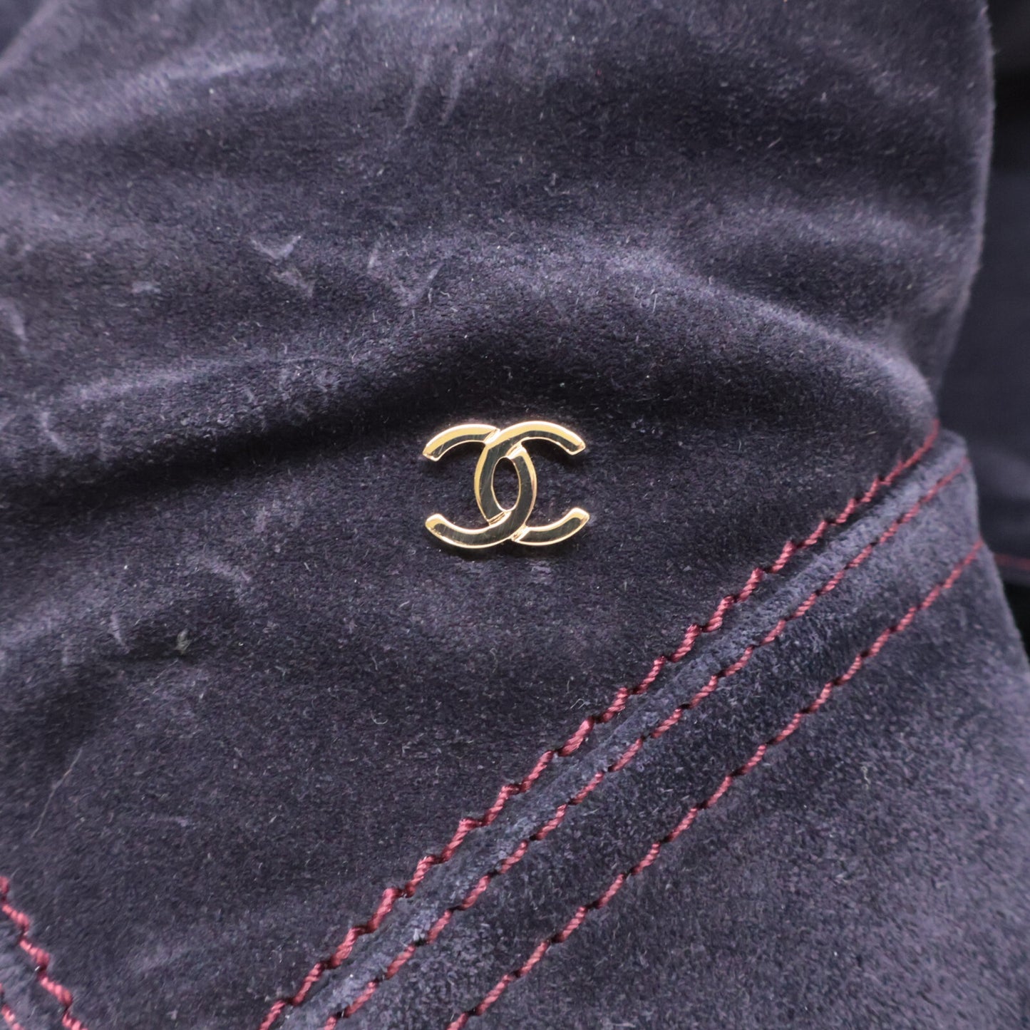 CHANEL シャネル G31295 ココマーク チェーンステッチデザイン スエード ロングブーツ/ シューズ 36