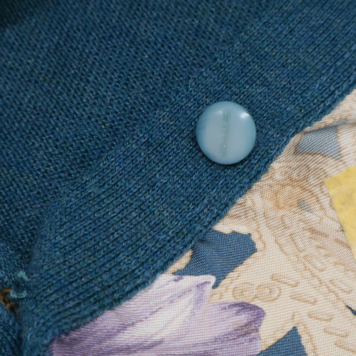 ETRO エトロ ブルー ウール×シルク 花柄プリント 長袖ニット トップス 40