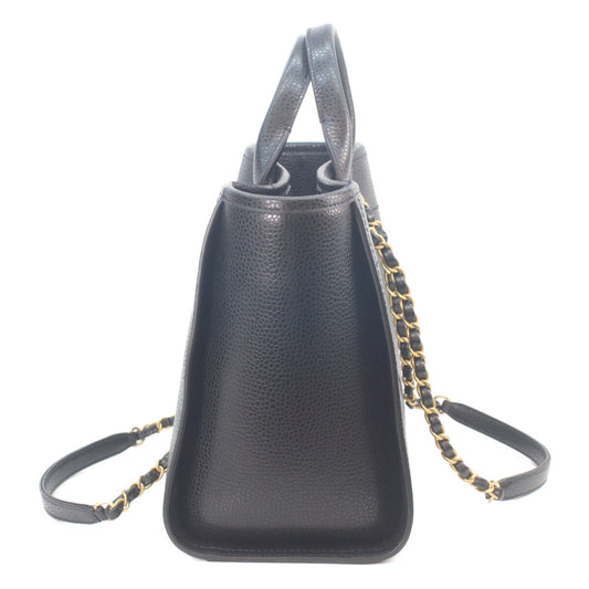 CHANEL シャネル AS3257 黒 キャビアスキン ドーヴィル スモールショッピングトート ショルダーバッグ